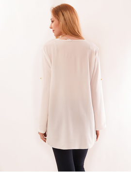 Bluza Dama Lunga Cu Colier Detasabil Castle Alba