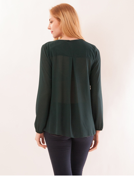 Bluza Dama Cu Pliuri La Baza Space Verde