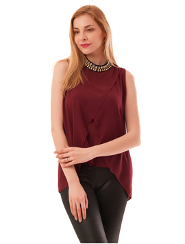 Bluza Dama Cu Colier Din Pietre Colorate Today Grena
