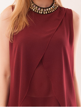 Bluza Dama Cu Colier Din Pietre Colorate Today Grena
