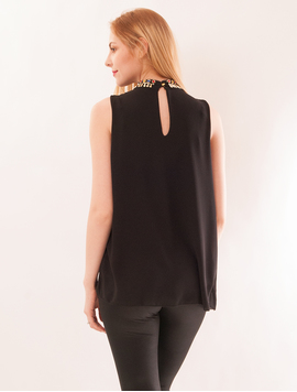 Bluza Dama Cu Colier Din Pietre Colorate Today Neagra