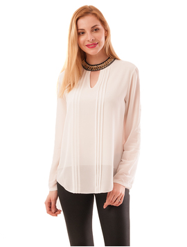 Bluza Dama Din Voal Cu Pietre Stralucitoare Pepper Alba