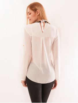 Bluza Dama Din Voal Cu Pietre Stralucitoare Pepper Alba