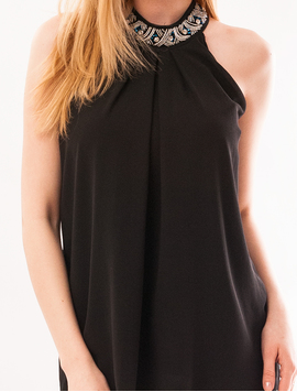 Bluza Dama Fara Maneci Si Aplicatii La Guler Hush Neagra