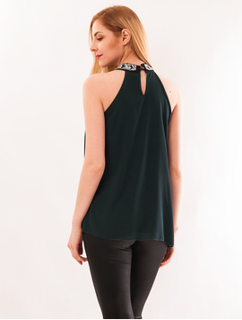 Bluza Dama Fara Maneci Si Aplicatii La Guler Hush Verde