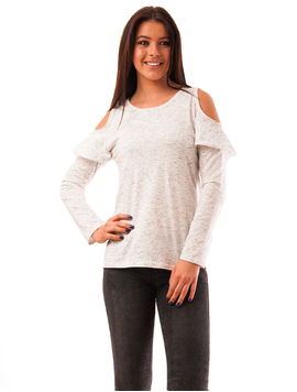 Bluza Dama Cu Umerii Goi Mix And Match Alba