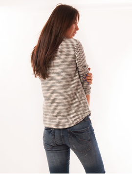 Bluza Dama Cu Guler Amplu Ziggy Alb Si Gri