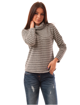 Bluza Dama Cu Guler Amplu Ziggy Alb Si Negru