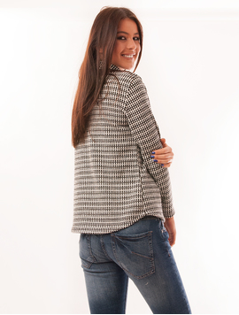 Bluza Dama Cu Guler Amplu Ziggy Alb Si Negru