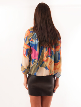 Bluza Dama Cu Model Floral Hurray Albastru Si Galben