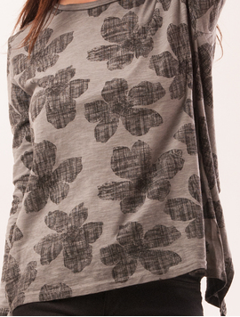 Bluza Dama Cu Flori Mari Leftovers Gri