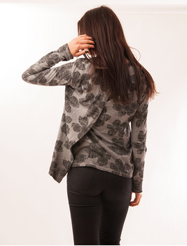 Bluza Dama Cu Flori Mari Leftovers Gri