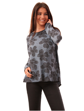 Bluza Dama Cu Flori Mari Leftovers Albastra