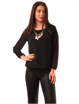 Bluza Dama Cu Colier Colorat King Neagra