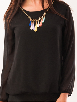 Bluza Dama Cu Colier Colorat King Neagra