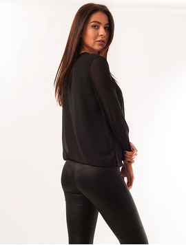 Bluza Dama Cu Colier Colorat King Neagra