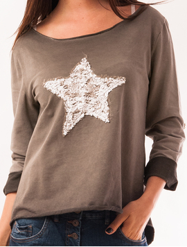 Bluza Dama Cu Steluta Cu Paiete Starshine Gri