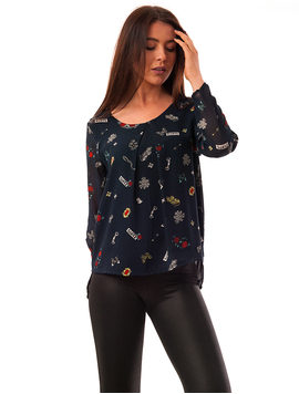 Bluza Dama Cu Imprimeu Butterfly Bleumarin