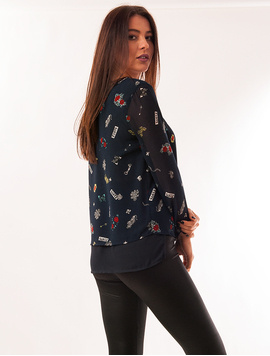 Bluza Dama Cu Imprimeu Butterfly Bleumarin