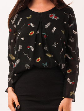 Bluza Dama Cu Imprimeu Butterfly Neagra