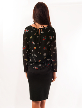 Bluza Dama Cu Imprimeu Butterfly Neagra