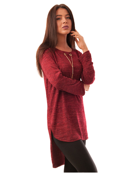 Bluza Dama Cu Parti Inegale Si Colier Dance Grena