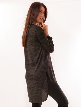 Bluza Dama Cu Parti Inegale Si Colier Dance Gri Inchis