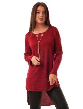 Bluza Dama Cu Parti Inegale Si Colier Dance Visinie