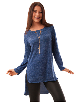 Bluza Dama Cu Parti Inegale Si Colier Dance Albastra