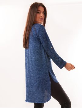 Bluza Dama Cu Parti Inegale Si Colier Dance Albastra