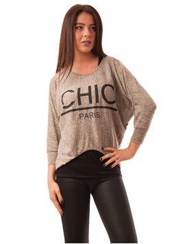 Bluza Dama Cu Model Chic Paris Gri Si Negru