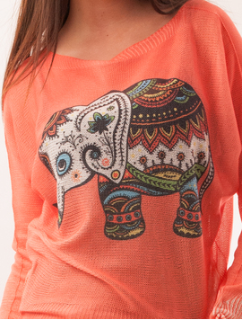 Bluza Dama Cu Elefant India Portocalie