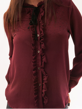 Bluza Dama Cu Strasuri Si Fundita Recall Grena