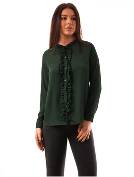 Bluza Dama Cu Strasuri Si Fundita Recall Verde