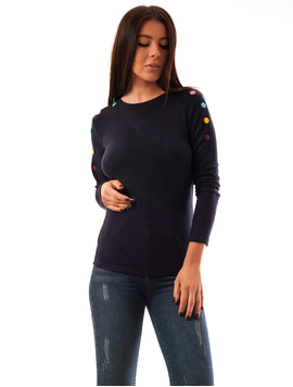 Bluza Dama Cu Nasturi Pe Umeri Work Bleumarin