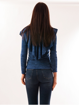 Bluza Dama Cu Guler Volanas Affection Albastra