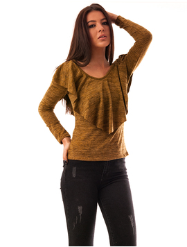 Bluza Dama Cu Guler Volanas Affection Mustar