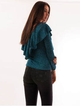 Bluza Dama Cu Guler Volanas Affection Turcoaz