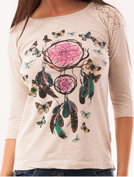 Bluza Dama Cu imprimeu Dreamcatcher Bej