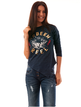 Bluza Dama Cu Pisica Modern Reel Bleumarin