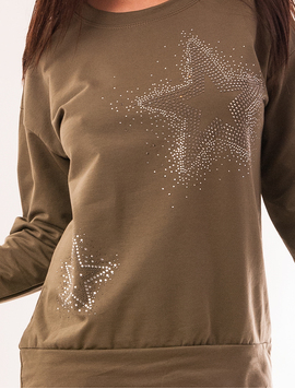 Bluza Dama Cu Strasuri Stars Kaki