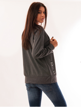 Bluza Dama Cu Accesorii Metalice Circle Gri Inchis