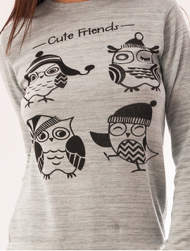 Bluza Dama Cu Imprimeu Cute Friends Verde Deschis