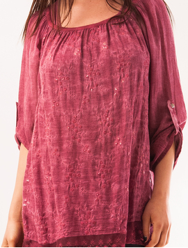 Bluza Dama Cu Dantela Si Paiete Comfortable Grena