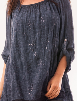 Bluza Dama Cu Dantela Si Paiete Comfortable Bleumarin