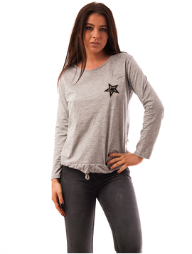 Bluza Dama Cu Aplicatii Cu Strasuri Relief Gri