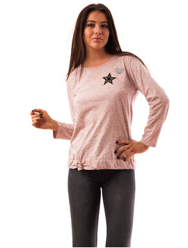 Bluza Dama Cu Aplicatii Cu Strasuri Relief Roz