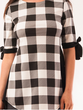 Bluza Dama Lunga In Carouri Century Alb Si Negru