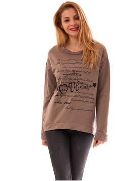 Bluza Dama Cu Imprimeu Love Forever Bej