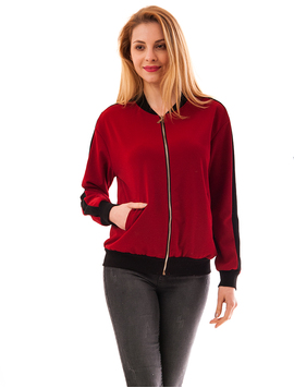 Bluza Dama Cu Fermoar Fancy Grena